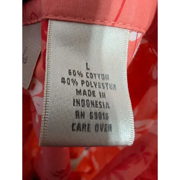 Coral Floral Summer Button Up Shirt Women’s Large Lightweight Top Feminine - Picture 4 of 6